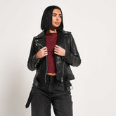 Women’s Leopard Print Lined Leather Jacket - Torque Leather